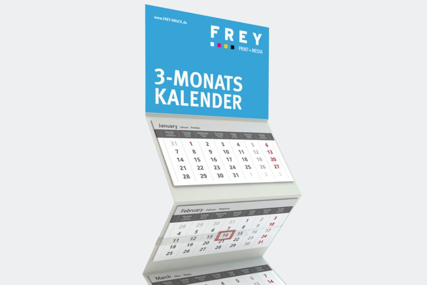 3-Monats-Kalender mit Firmeneindruck FREY DRUCK